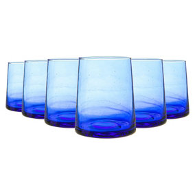 Nicola Spring - Merzouga Recycled Glass Tumblers - 260ml - Blue - Pack of 6