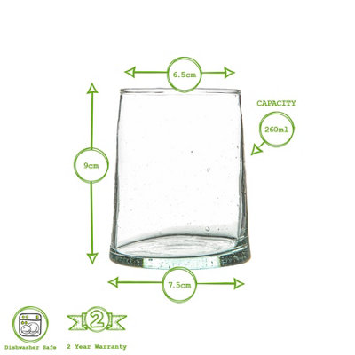 Nicola Spring - Merzouga Recycled Glass Tumblers - 260ml - Clear - Pack of 6