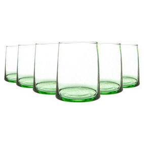 Nicola Spring - Merzouga Recycled Glass Tumblers - 260ml - Green - Pack of 6
