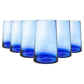 Nicola Spring - Merzouga Recycled Highball Glasses - 320ml - Blue - Pack of 6
