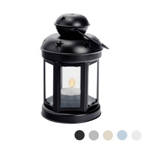 Nicola Spring - Metal Hanging Tealight Lantern - 16cm - Black
