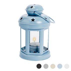 Nicola Spring - Metal Hanging Tealight Lantern - 16cm - Blue