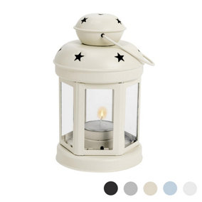 Nicola Spring - Metal Hanging Tealight Lantern - 16cm - Cream