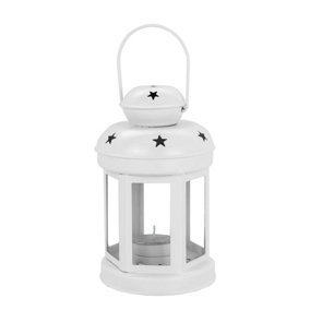 Nicola Spring - Metal Hanging Tealight Lantern - 16cm - White