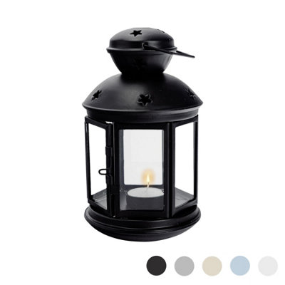 Nicola Spring - Metal Hanging Tealight Lantern - 20cm - Black