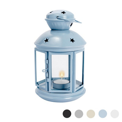 Nicola Spring - Metal Hanging Tealight Lantern - 20cm - Blue