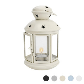 Nicola Spring - Metal Hanging Tealight Lantern - 20cm - Cream