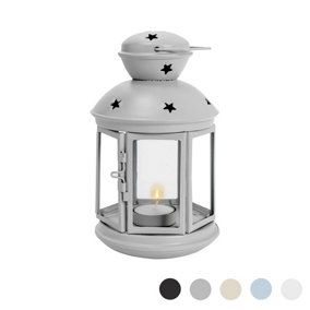Nicola Spring - Metal Hanging Tealight Lantern - 20cm - Grey
