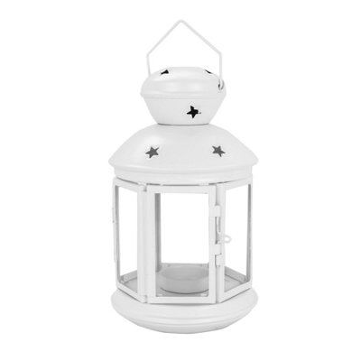 Nicola Spring - Metal Hanging Tealight Lantern - 20cm - White