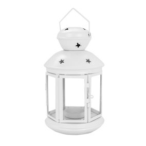 Nicola Spring - Metal Hanging Tealight Lantern - 20cm - White