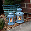 Nicola Spring - Metal Hanging Tealight Lanterns - 2 Sizes - Blue - Pack of 2