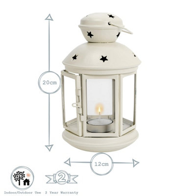 Nicola Spring - Metal Hanging Tealight Lanterns - 20cm - Cream - Pack of 6 - 3