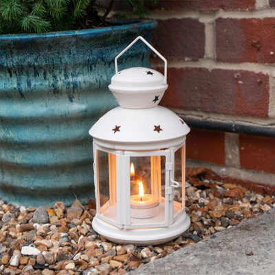 Nicola Spring - Metal Hanging Tealight Lanterns - 20cm - Cream - Pack of 6 - 6