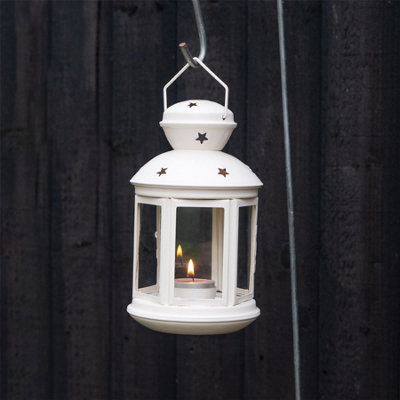 Nicola Spring - Metal Hanging Tealight Lanterns - 20cm - Cream - Pack of 6 - 4