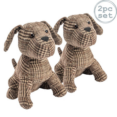 Nicola Spring - Milo the Dog Door Stops - 19 x 26.5cm - Brown - Pack of 2