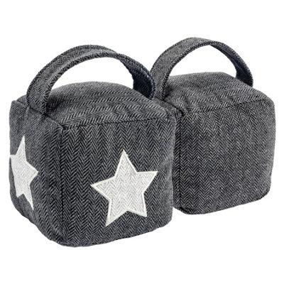 Nicola Spring - Mismatched Herringbone Door Stop Set - Star - Pack of 2