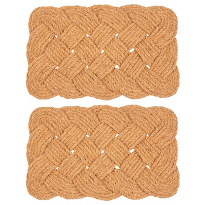 Nicola Spring Natural Coir Knotted Door Mat - 68cm x 43cm - Pack of 2