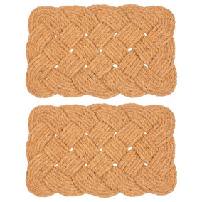Nicola Spring Natural Coir Knotted Door Mat - 68cm x 43cm - Pack of 2