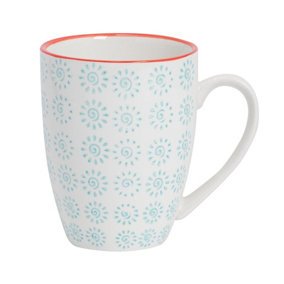 Nicola Spring - Nicola Spring - Hand-Printed Mug - 330ml - Turquoise