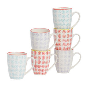 Nicola Spring - Nicola Spring - Hand-Printed Mugs - 330ml - 3 Colours - 6pc