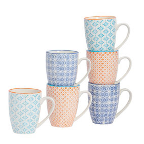 Nicola Spring - Nicola Spring - Hand-Printed Mugs - 330ml - 3 Colours - Pack of 6