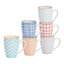Nicola Spring - Nicola Spring - Hand-Printed Mugs - 330ml - 6 Colours - Pack of 6