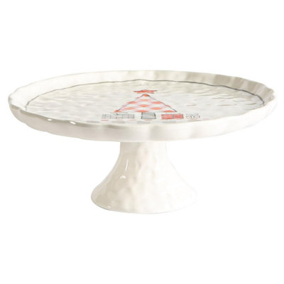 Nicola Spring - Patchwork Christmas Cake Stand - 27.5cm - White