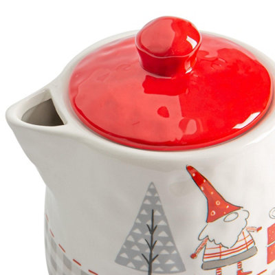 Nicola Spring - Patchwork Christmas Teapot - 800ml - White