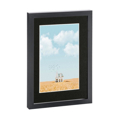 Nicola Spring Photo Frame with A5 Mount - A4 (8" x 12") - Black/Black