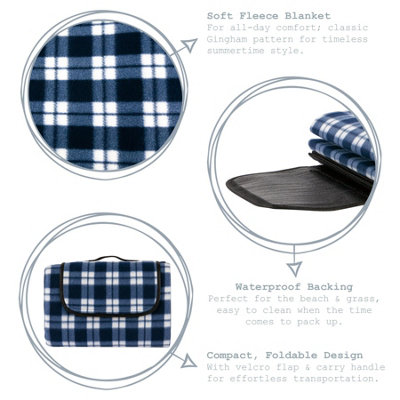 Nicola Spring - Picnic Blanket - 130 x 168cm - Blue Gingham