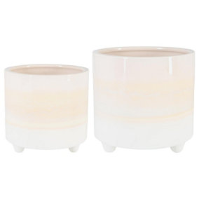 Nicola Spring Reactive Glaze Footed Plant Pots - 2 Sizes - Natural
