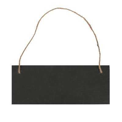 Nicola Spring Rectangle Slate Memo Board with Rope - 25cm x 10cm - Black