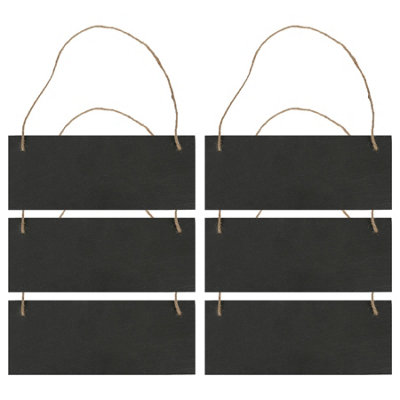 Nicola Spring Rectangle Slate Memo Boards with Rope - 25cm x 10cm - Black - Pack of 6