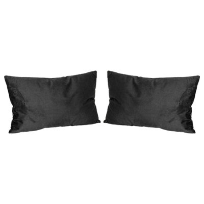 Nicola Spring Rectangle Velvet Cushions - 60cm x 40cm - Black - Pack of 2