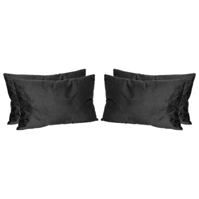 Nicola Spring Rectangle Velvet Cushions - 60cm x 40cm - Black - Pack of 4