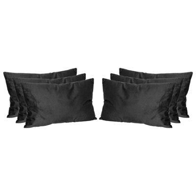 Nicola Spring Rectangle Velvet Cushions - 60cm x 40cm - Black - Pack of 6