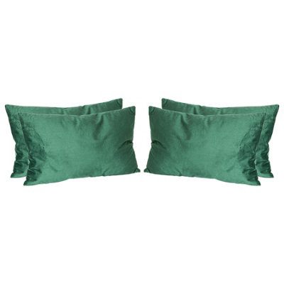 Nicola Spring Rectangle Velvet Cushions - 60cm x 40cm - Green - Pack of 4