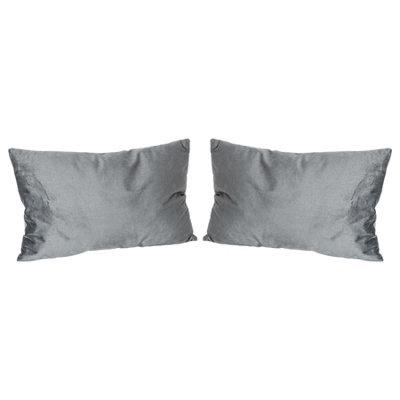 Nicola Spring Rectangle Velvet Cushions - 60cm x 40cm - Grey - Pack of 2