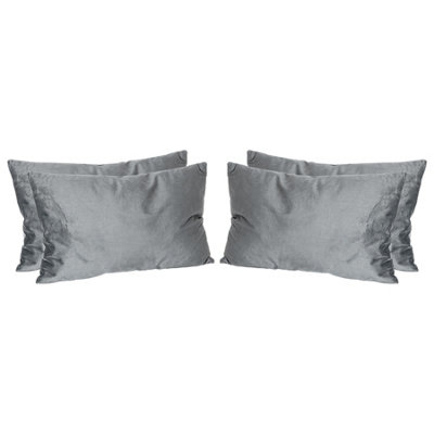 Nicola Spring Rectangle Velvet Cushions - 60cm x 40cm - Grey - Pack of 4