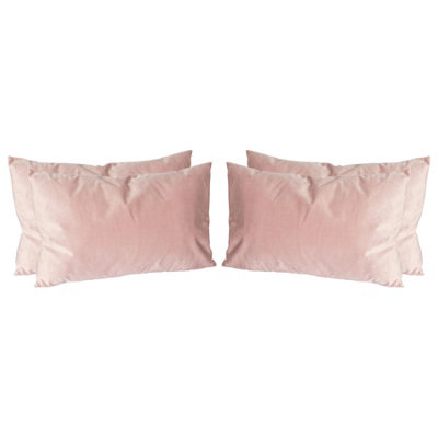 Nicola Spring Rectangle Velvet Cushions - 60cm x 40cm - Pink - Pack of 4