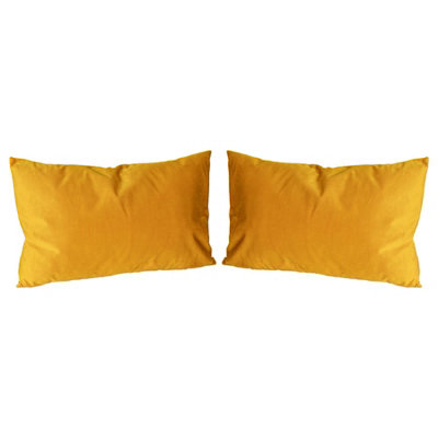 Nicola Spring Rectangle Velvet Cushions - 60cm x 40cm - Yellow - Pack of 2