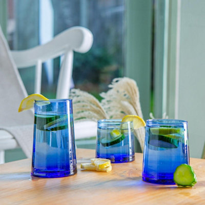Nicola Spring - Recycled Glassware Set - Blue - 20pc