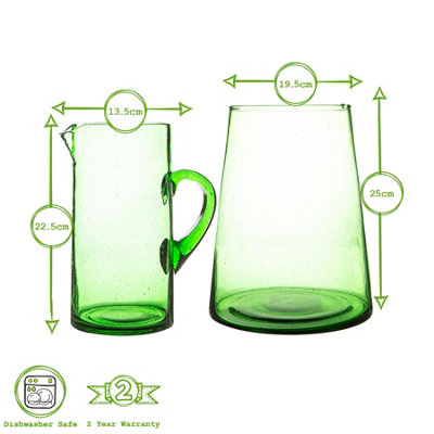Nicola Spring - Recycled Glassware Set - Green - 20pc