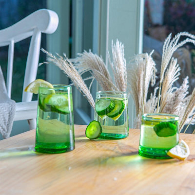 Nicola Spring - Recycled Glassware Set - Green - 20pc