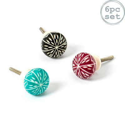 Nicola Spring Resin Cabinet Knobs - 3 Colours - Pack of 6