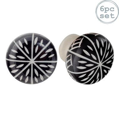 Nicola Spring Resin Cabinet Knobs - Black - Pack of 6