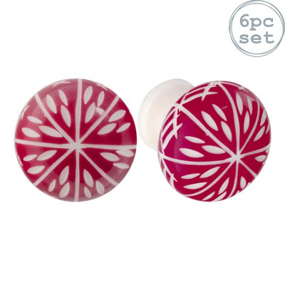Nicola Spring Resin Cabinet Knobs - Dark Red - Pack of 6