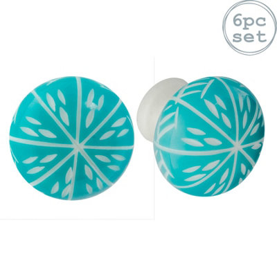 Nicola Spring - Resin Cabinet Knobs - Turquoise - Pack of 6