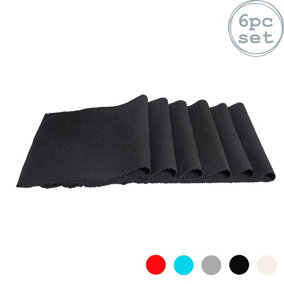 Nicola Spring - Ribbed Cotton Placemats - 48 x 33cm - Black - Pack of 6