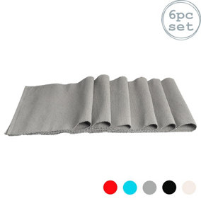 Nicola Spring - Ribbed Cotton Placemats - 48 x 33cm - Grey - Pack of 6